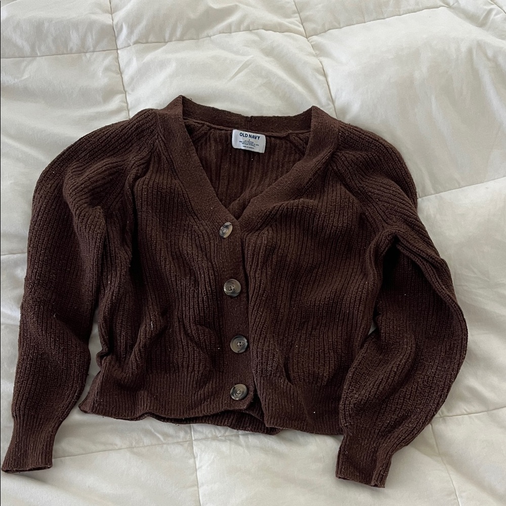 Old Navy Chocolate Brown V‑Neck Button Cardigan